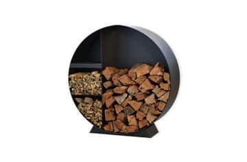 round wood storage unit with logs