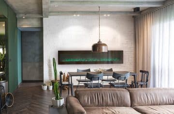 VisionLINE Linear modern fireplace in stylish apartment