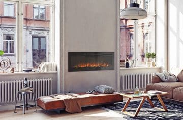VisionLINE Linear electric fireplace in cosy apartment
