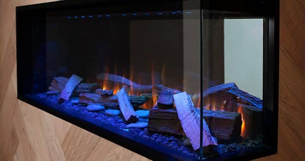 VisionLINE View electric fireplace with blue flames